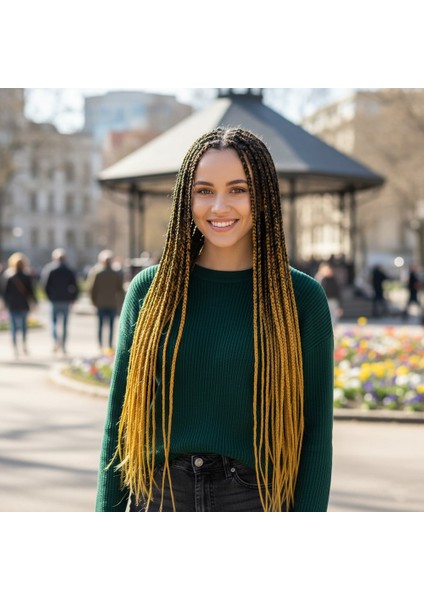 Afrika Örgüsü ve Rasta Için Sentetik Ombreli Saç / Siyah / Gold Sarı