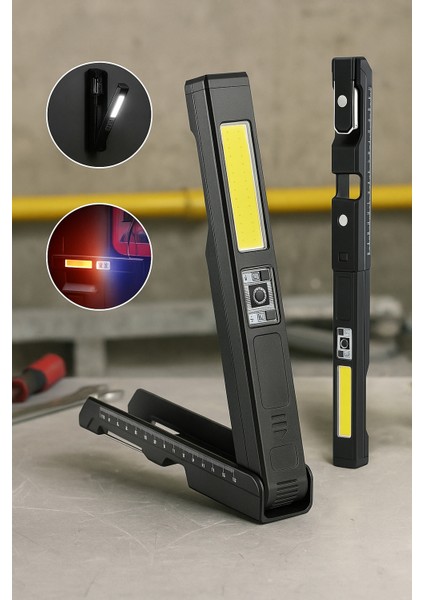 PD-9999 Mıknatıslı Tamirci Çalışma El Feneri | 180° Ayarlanabilir | 300 Dakika Çalışma | 3 Modlu