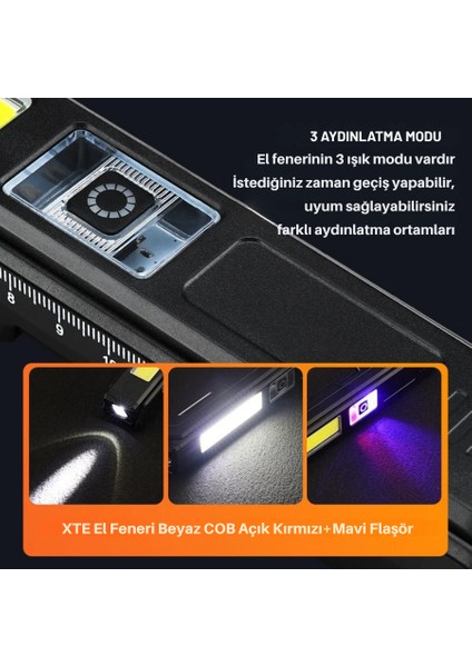 PD-9999 Mıknatıslı Tamirci Çalışma El Feneri | 180° Ayarlanabilir | 300 Dakika Çalışma | 3 Modlu fırsatları