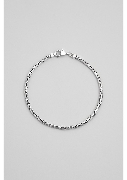 Etnik Stil Gümüş Erkek Zincir Bileklik