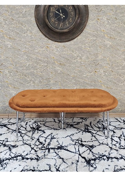 Ufo Oturak Bench - Krom Kaplama Telli Ayak - Oturak - Bench - Puf - Yatak Ucu Pufu Turuncu Renk 100 x 50 Boyut/ebat fiyatları
