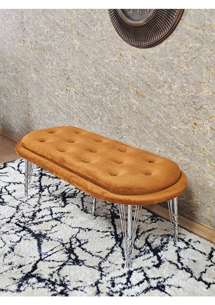 Ufo Oturak Bench - Krom Kaplama Telli Ayak - Oturak - Bench - Puf - Yatak Ucu Pufu Turuncu Renk 100 x 50 Boyut/ebat fırsatları
