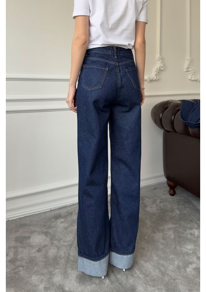 Duble Paça Denim Pantolon- Mavi