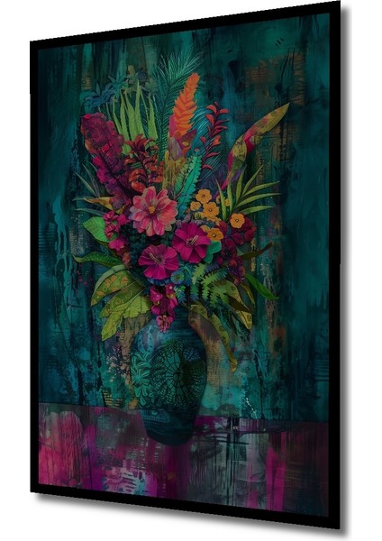 Çerçeve Görünümlü Parlak Çiçek Aranjmanı Dekoratif Ahşap Mdf Tablo Dikdörtgen Tablo fiyatları