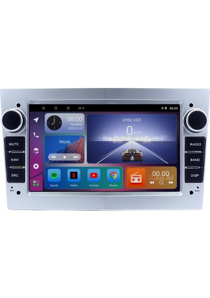 Opel Corsa D (2004-2012) Android 14 Carplay Navigasyon Multimedya - 4gb Ram 64GB Hdd-Silver - CLLG24062