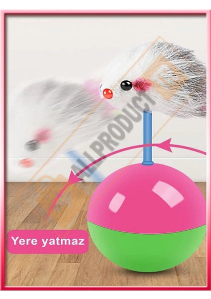 Kedi Oyun Topu Tüylü Fareli Hacı Yatmaz Eğitici Yavru Kedi Oyuncağı Devrilmez Plastik Peluş Fareli Kedi Topu 1 Adet fiyatları