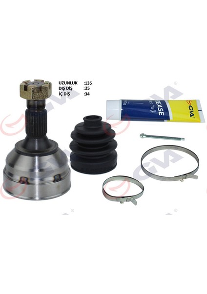 Mtxdpn Aks Kafasi Diş Ön Partner-Berlingo 96-08 1.9d 25X34X55.7 134MM