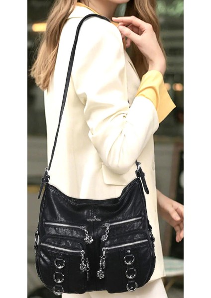 25YG582 Kadın Çok Gözlü Yumuşak Deri Çanta