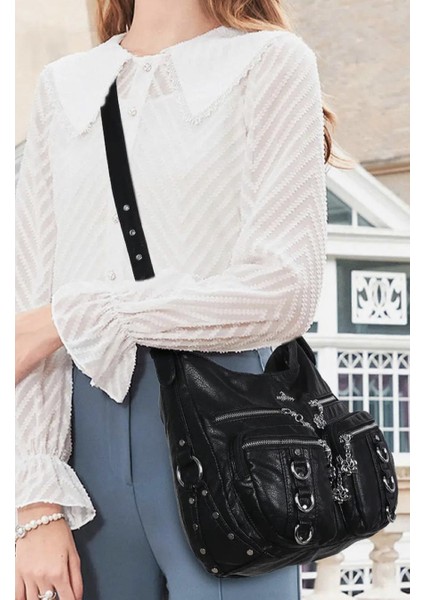 25YG582 Kadın Çok Gözlü Yumuşak Deri Çanta modelleri