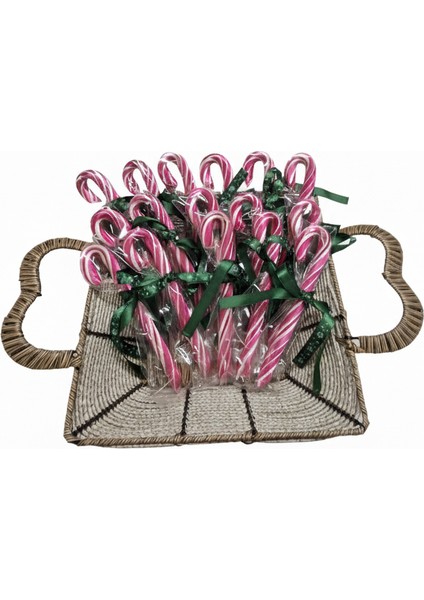 Yılbaşı Baston Şeker 20 Adet Pembe Beyaz Hediyelik