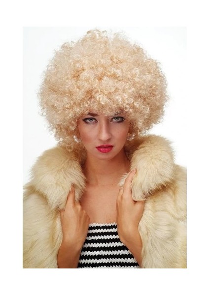 Altın Renk Kıvırcık Afro Parti Peruğu fiyatları