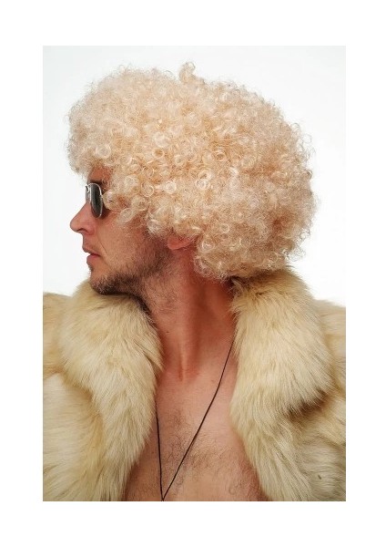 Altın Renk Kıvırcık Afro Parti Peruğu indirimleri