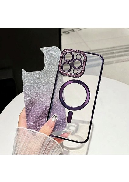 iPhone 12 Pro Max Magsafe Özellikli Kamera Lens Koruma Çerçeveli Taşlı Simli Yüksek Kalite Kılıf modelleri