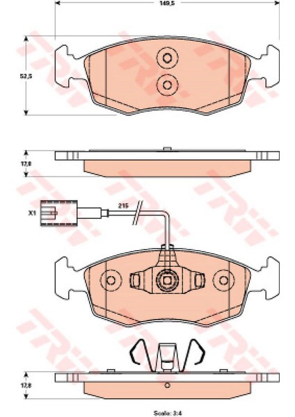 Mtxdpn Ön Balata Fiat Punto Evo 1.2 1.3d 1.4 09-12 Punto 0.9 1.2 1.3d 1.4 12 500 0.9 09/10 GDB1899