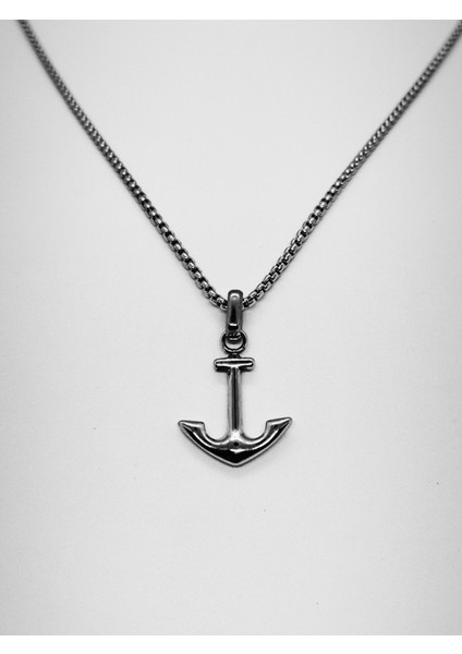 Erkek Klasik Çapa Motifli Çelik Kolye