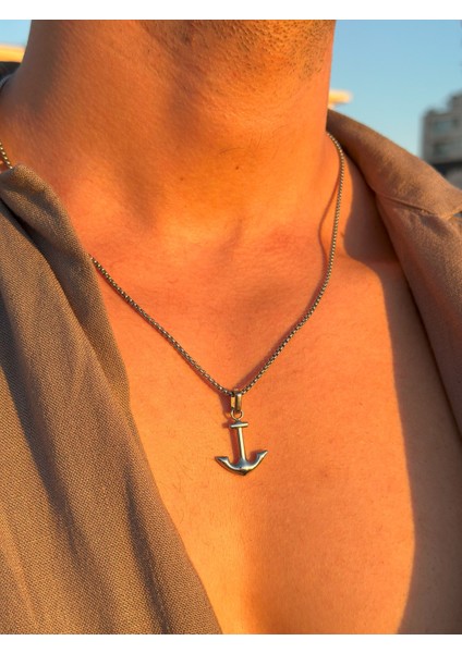 Erkek Klasik Çapa Motifli Çelik Kolye fiyatları