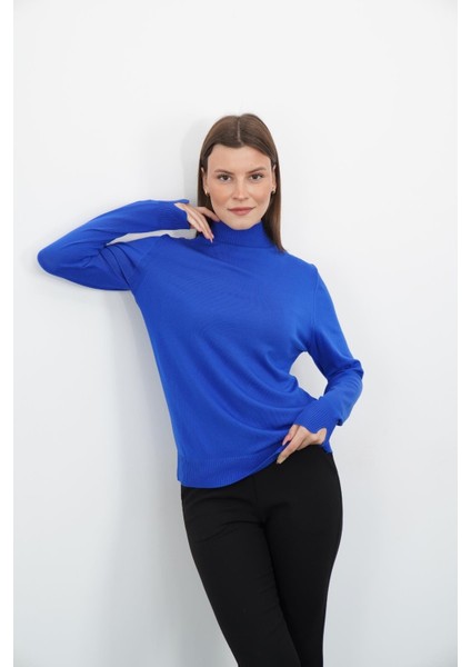 Yarım Balıkçı Yaka Triko-Saks