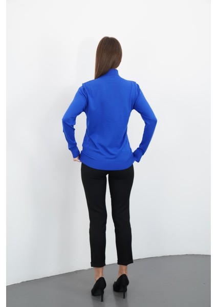 Yarım Balıkçı Yaka Triko-Saks