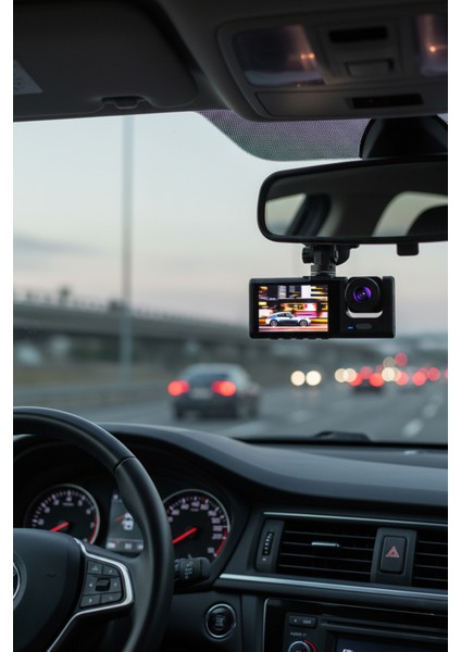 1080P Dash Cam Full Hd Araç Içi Kamera Ön Arka ve Iç Kayıt 3 Kamera Gece Görüşlü G Sensör Geniş Açı