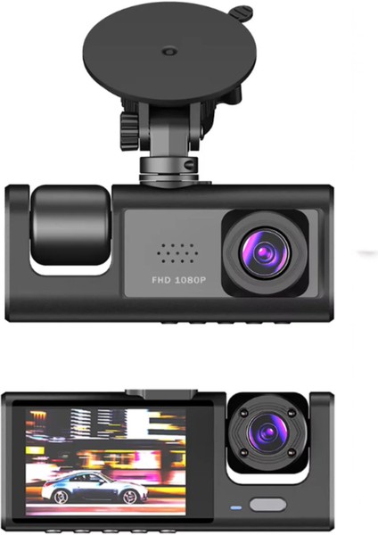 1080P Dash Cam Full Hd Araç Içi Kamera Ön Arka ve Iç Kayıt 3 Kamera Gece Görüşlü G Sensör Geniş Açı fiyatları