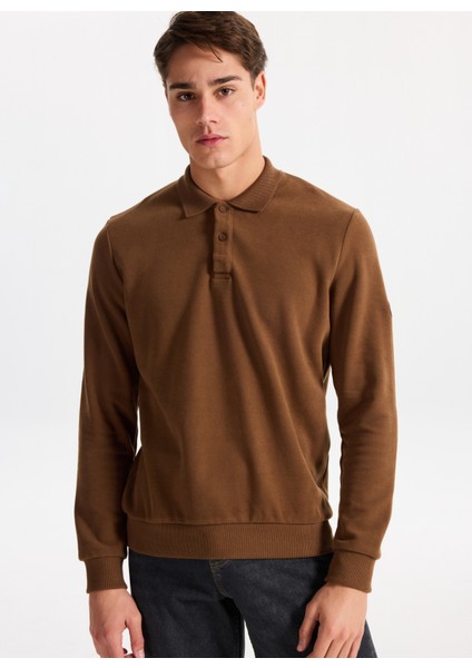 Polo Yaka Taba Erkek Sweatshırt 261 Lcm 241067 Newblend Taba