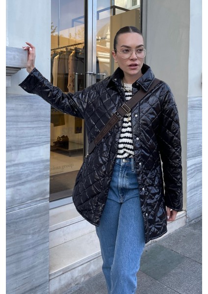 Kapitone Kuşak Detay Mont- Siyah modelleri