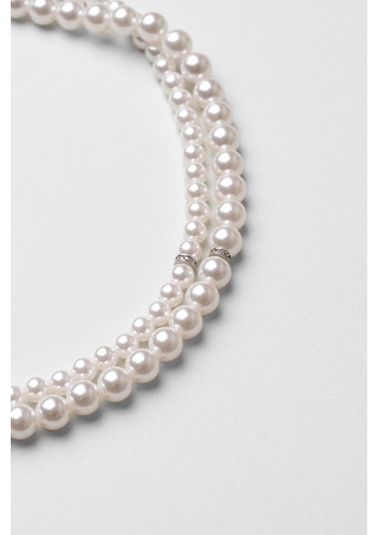 Ivory 18 Ayar Beyaz Altın Kaplama 43 cm Gümüş Inci Kolye modelleri