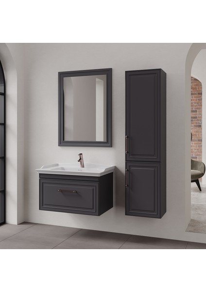 Era 80 cm Antrasit Banyo Dolabı