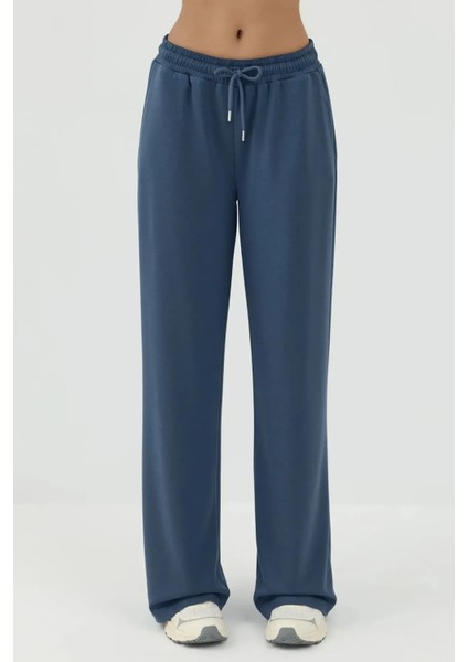 Kadın Modal Touch Geniş Paça Eşofman Altı Oxford Mavisi