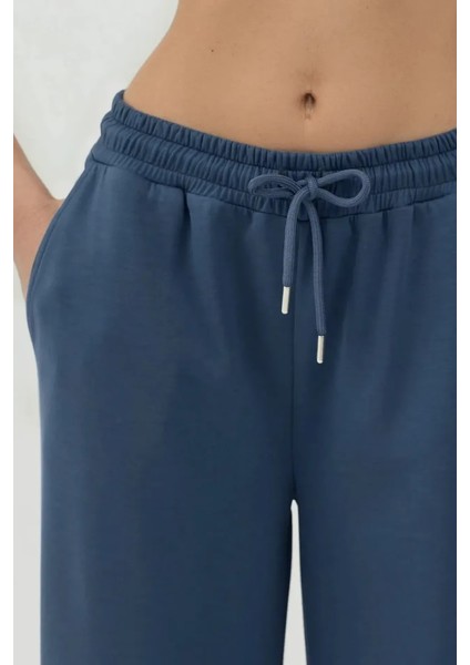 Kadın Modal Touch Geniş Paça Eşofman Altı Oxford Mavisi modelleri