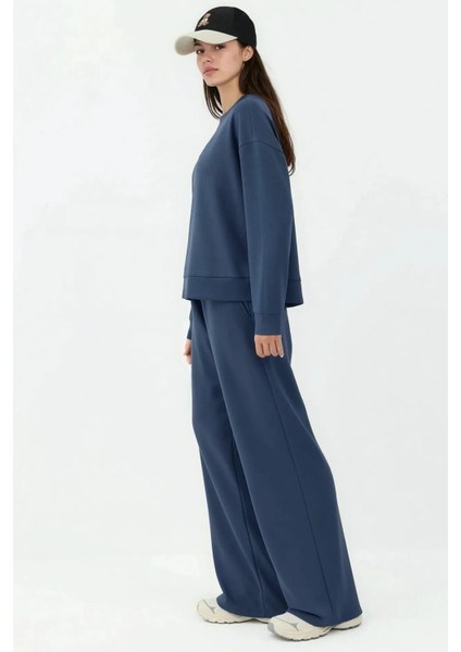 Kadın Modal Touch Geniş Paça Eşofman Altı Oxford Mavisi indirimleri