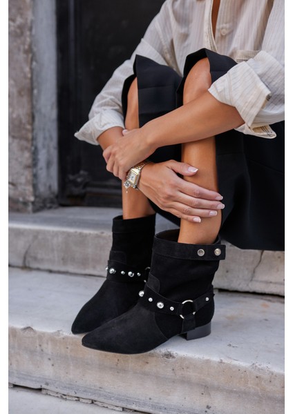 Matic Kadin Siyah Gercek Deri Suet Bot