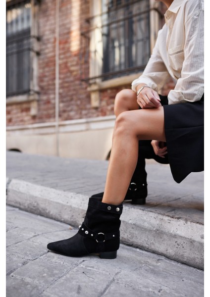 Matic Kadin Siyah Gercek Deri Suet Bot fırsatları