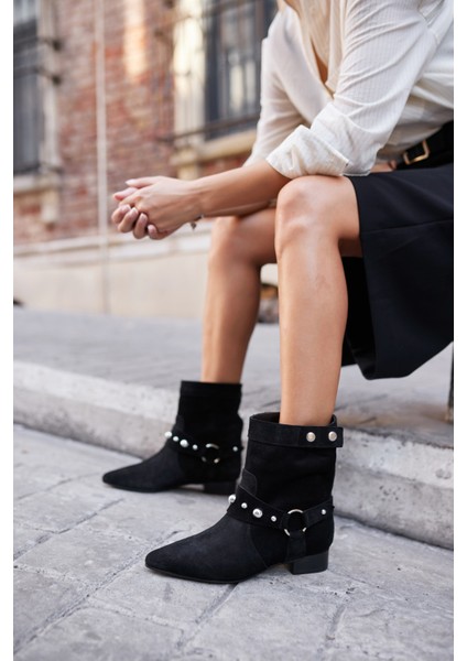 Matic Kadin Siyah Gercek Deri Suet Bot indirimleri