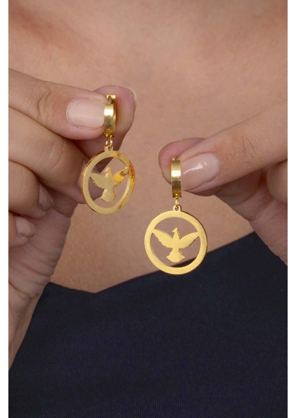 Anka Kuşu Altın Kaplama Çelik Küpe fiyatları