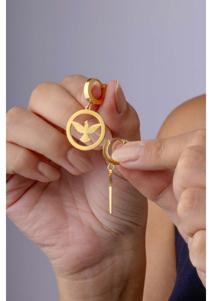 Anka Kuşu Altın Kaplama Çelik Küpe modelleri