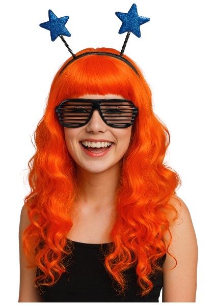 Peruk Saç Uzun Kahküllü 50 Cmturuncu