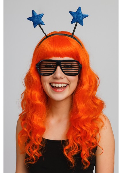 Peruk Saç Uzun Kahküllü 50 Cmturuncu