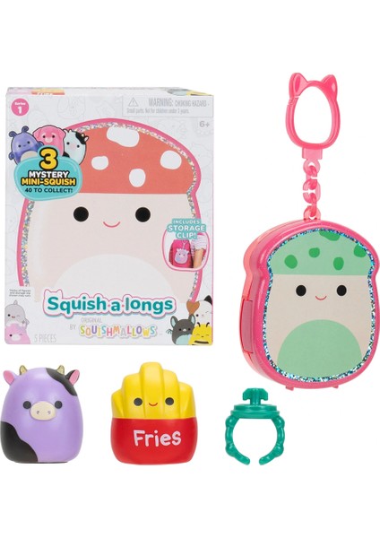 Squish-A-Longs 3 Figür + Yüzük Çantalı Sürpriz Paket Seri 1