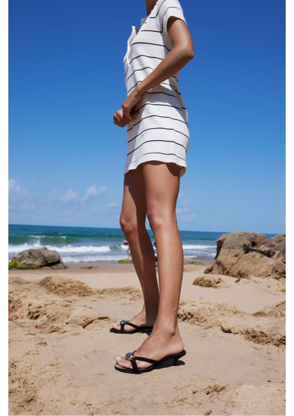 Erice Kadın Siyah Suet Toka Detay 5.5 cm Topuk Terlik