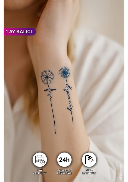 1 Ay Kalıcı Karahindiba Polen Dövmesi Yazılı Minimal Tattoo