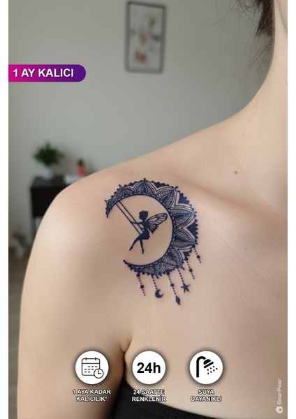 1 Ay Kalıcı Peri Kızı Geçici Dövme Minimal Dövme Tattoo