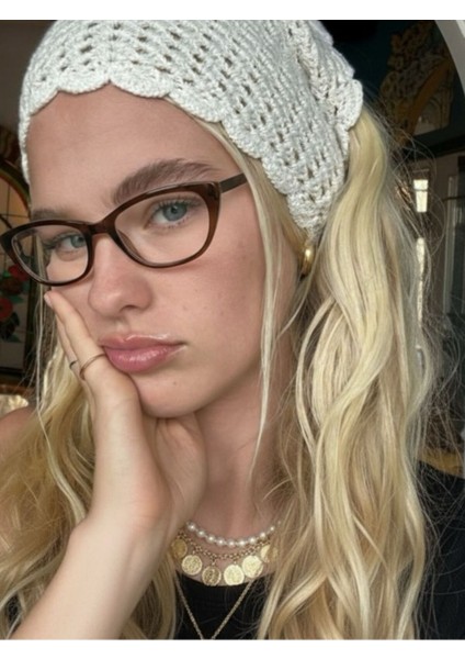 Aventino Kahverengi Cat Eye Küçük Çekik Minik Retro Mavi Işık Korumalı Gözlük Gözlüğü