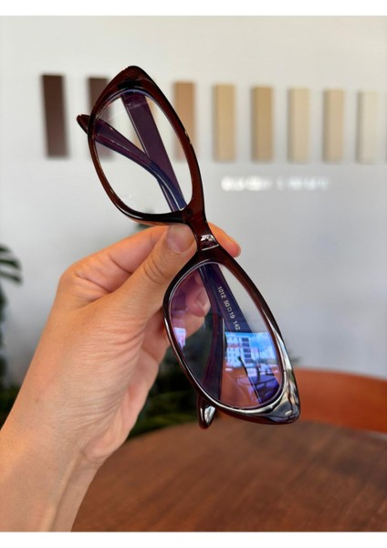 Aventino Kahverengi Cat Eye Küçük Çekik Minik Retro Mavi Işık Korumalı Gözlük Gözlüğü indirimleri