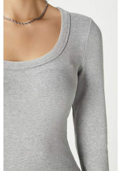 Kadın Anita Tok Doku Pamuklu Fittili Grimelanj Basic Bluz modelleri