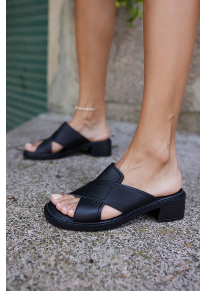 Rapida Kadın Siyah Gercek Deri Terlik indirimleri