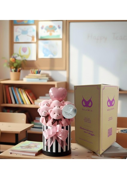 Öğretmenler Günü Özel: Atatürk Temalı Kutlama Aynalı Premium Kutuda, Kalpli Balonlu 6’lı Pembe Ayıcık Buketi- Öğretmene Hediye fırsatları