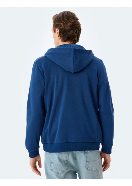 Kapşonlu Pamuk Karışımlı Şardonlu Basic Yarım Fermuarlı Sweatshirt fırsatları