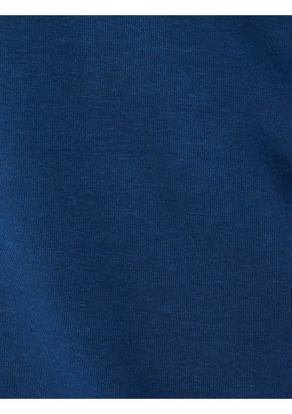 Kapşonlu Pamuk Karışımlı Şardonlu Basic Yarım Fermuarlı Sweatshirt