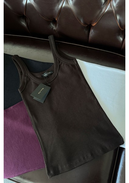 Marka Askılı Kaşkorse Atlet- Kahverengi